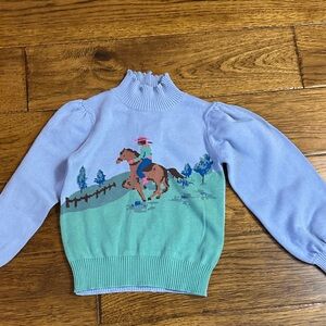Kids' Horse Riding Sweater in Blue and Green